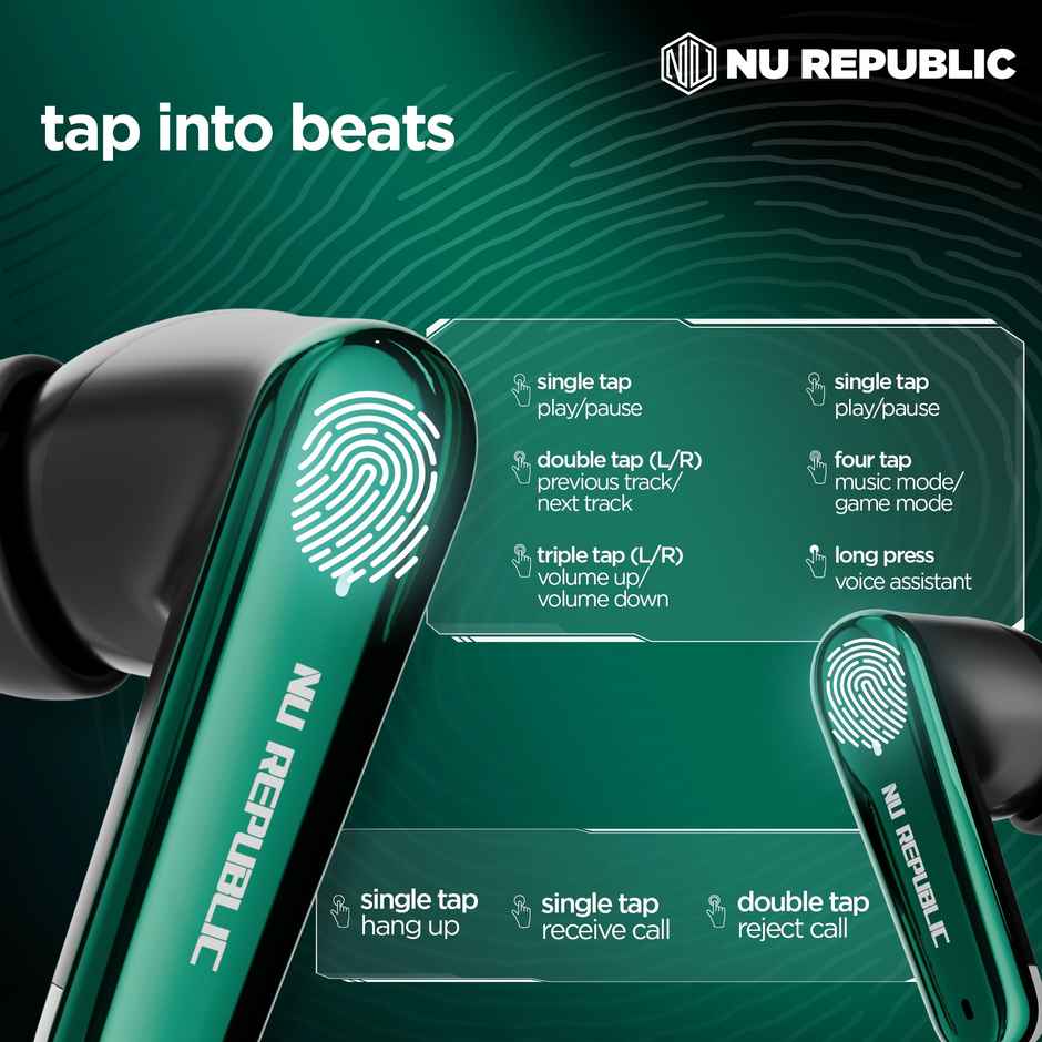 Nu Republic Epic X4 With 52 Hrs Playtime ENC TWS Earbuds - Green
