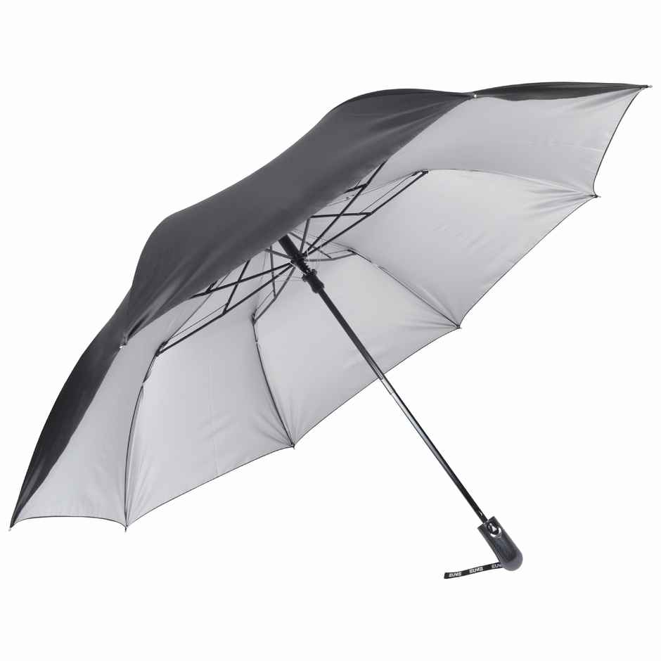 Eume Nurture Auto Open Unisex Black And Silver Color Umbrella | 27 Inch | 2 Fold