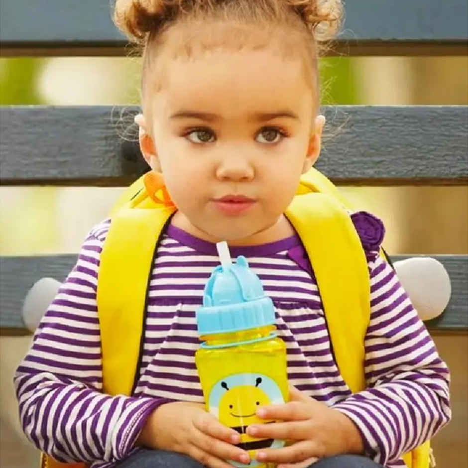 Skip Hop Zoo Kids Bottle, Flip-Top Straw, Leak-Proof, Toddler Sipper Cup, For Babies 12 M+, 385 ML