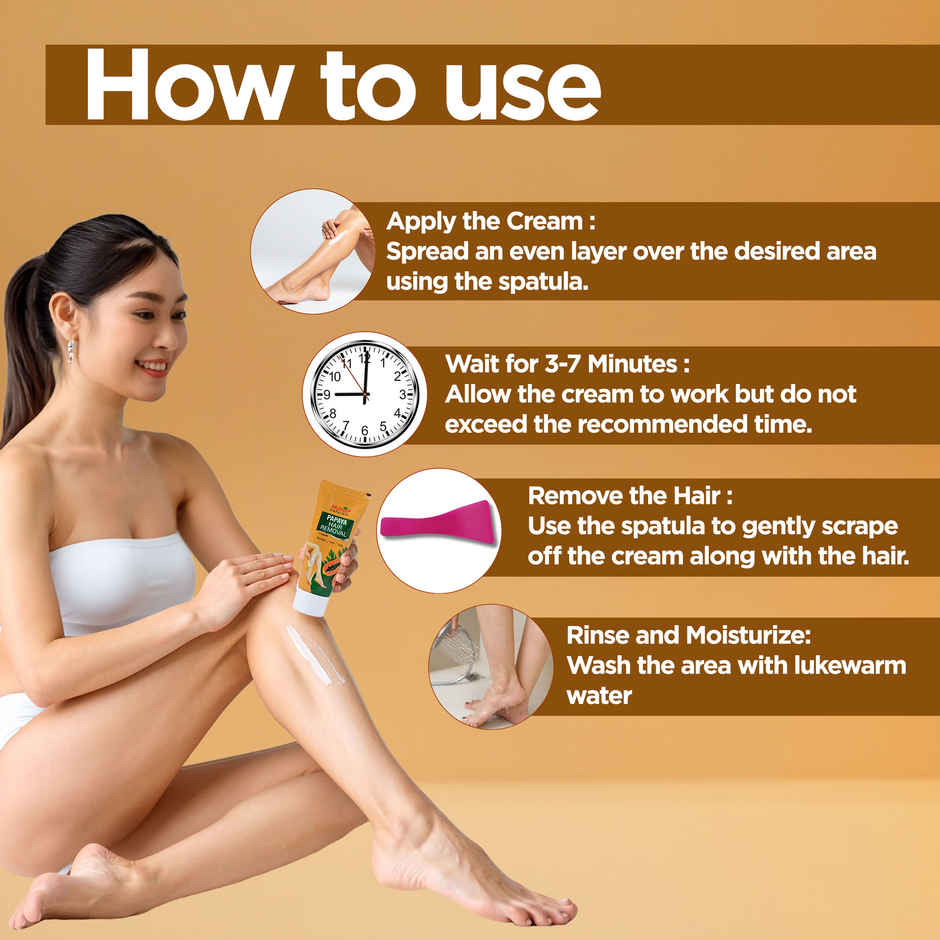 Multani Naturals Papaya Hair Removal Cream | Painless & Easy