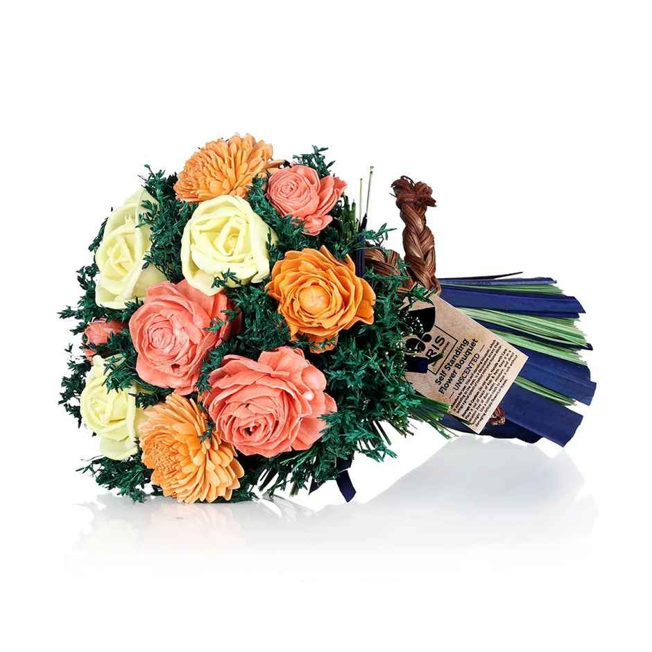 Artificial Dry Flower Bouquet in Yellow & Peach | Decorative Dried Flowers | IRIS