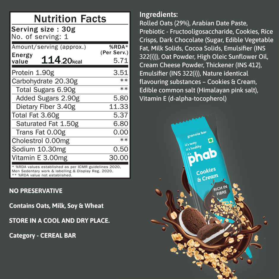 Phab Granola Bar - Cookies & Cream