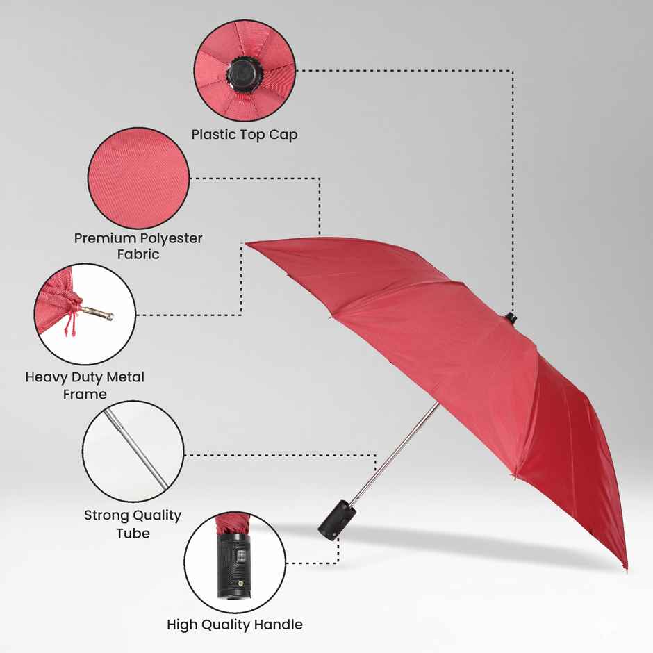 EUME Leatrix 21 Inch 2 Fold Auto-Open Lemon Umbrella | Maroon