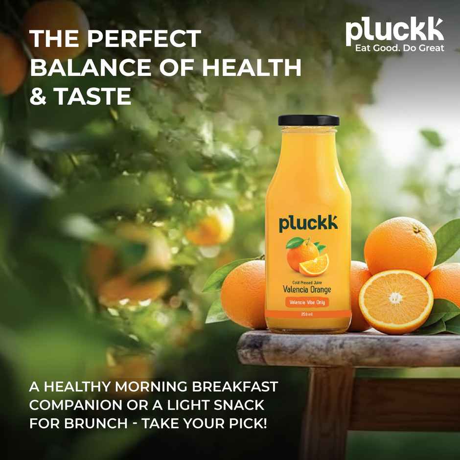 Pluckk Cold Pressed Extracted Valencia Orange Juice | No Preservatives | No Added Sugar