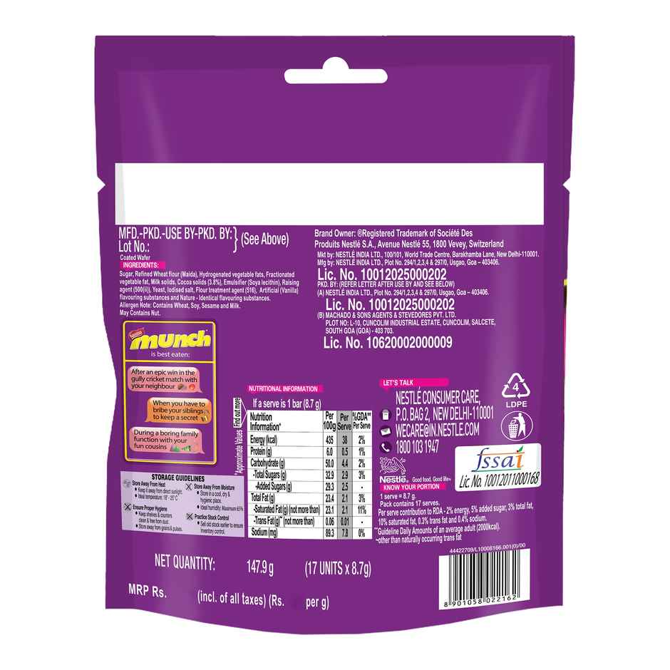Nestle Munch Choco Coated Wafer Bar | Sharebag