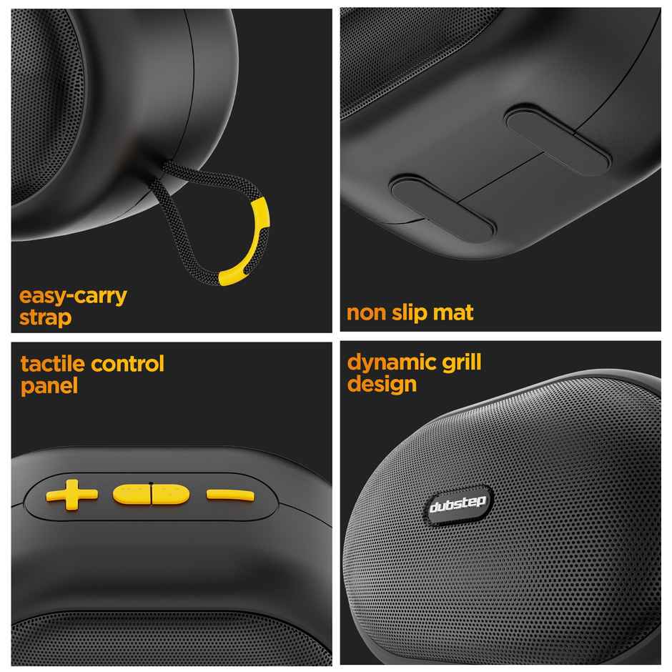 Dubstep Pop 1200 Wireless Speaker | 12W Output | 16 Hrs Playtime | 52 mm Drivers | TWS Pairing | Black