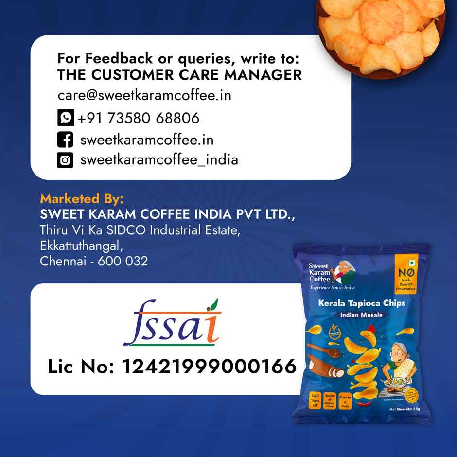 Sweet Karam Coffee Indian Masala Tapioca Chips | No Palm Oil
