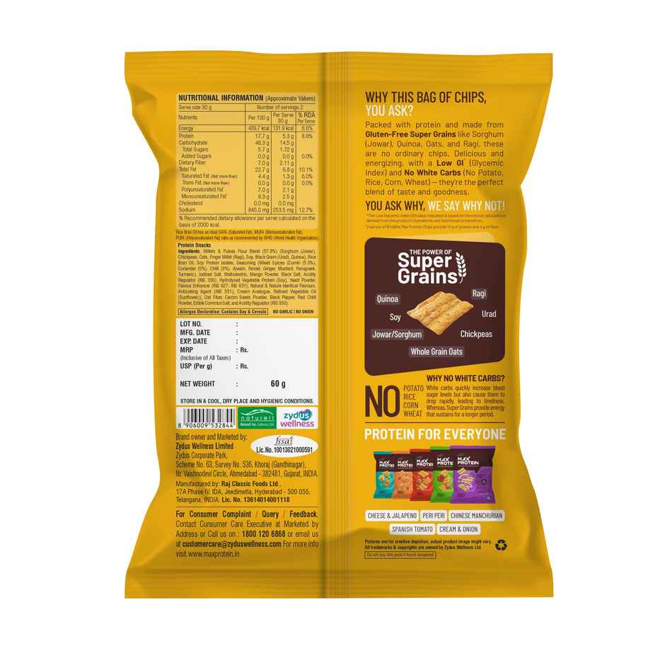 RiteBite Max Protein Desi Masala 10 G Multigrain Protein Chips, Healthy Snacks & Munchies