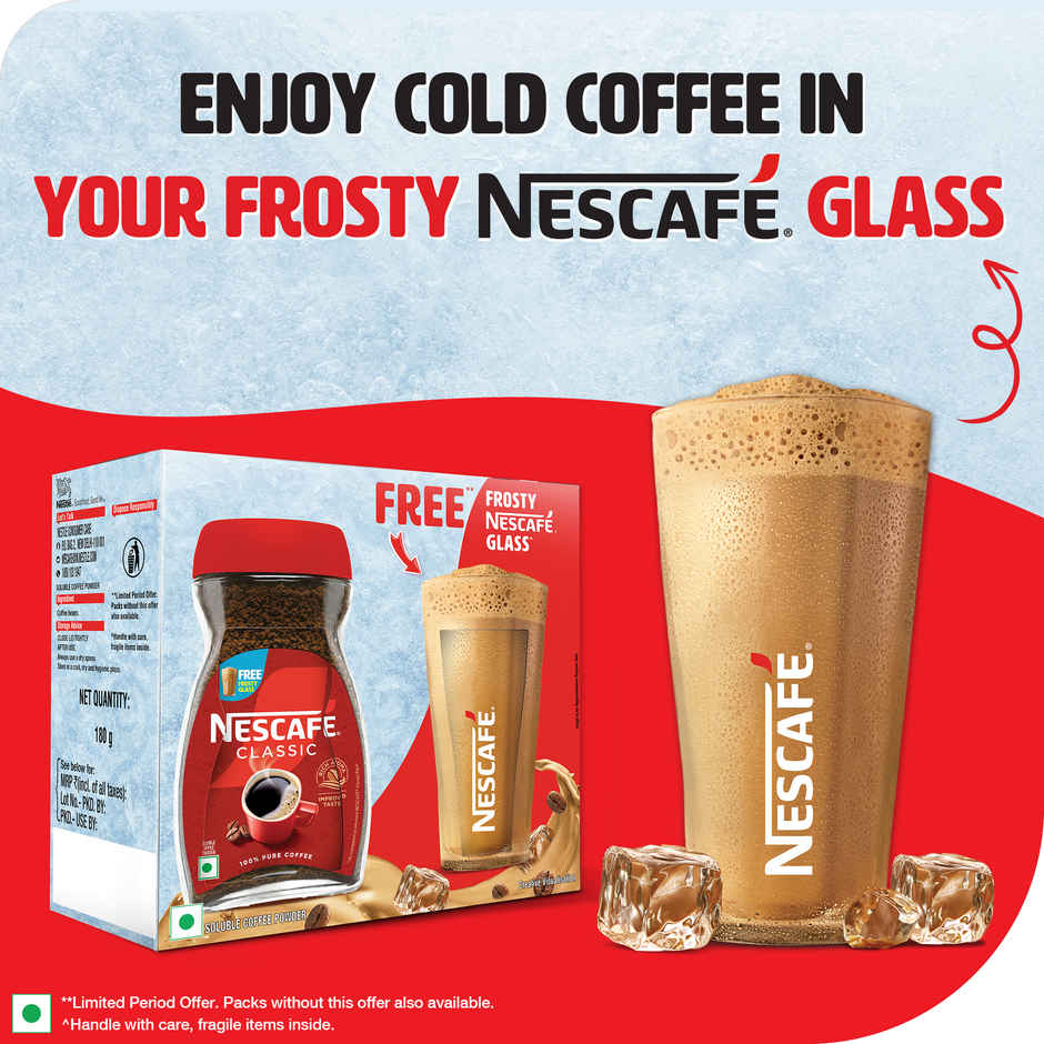 Nescafe Classic Instant Coffee Powder | Free Frosty Cafe Glass or Red Mug