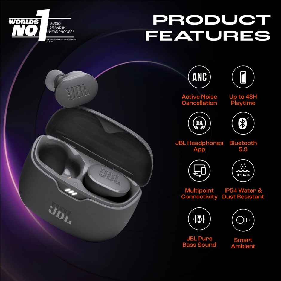 JBL Tune Buds In Ear Wireless TWS Earbuds With Mic, ANC | Black