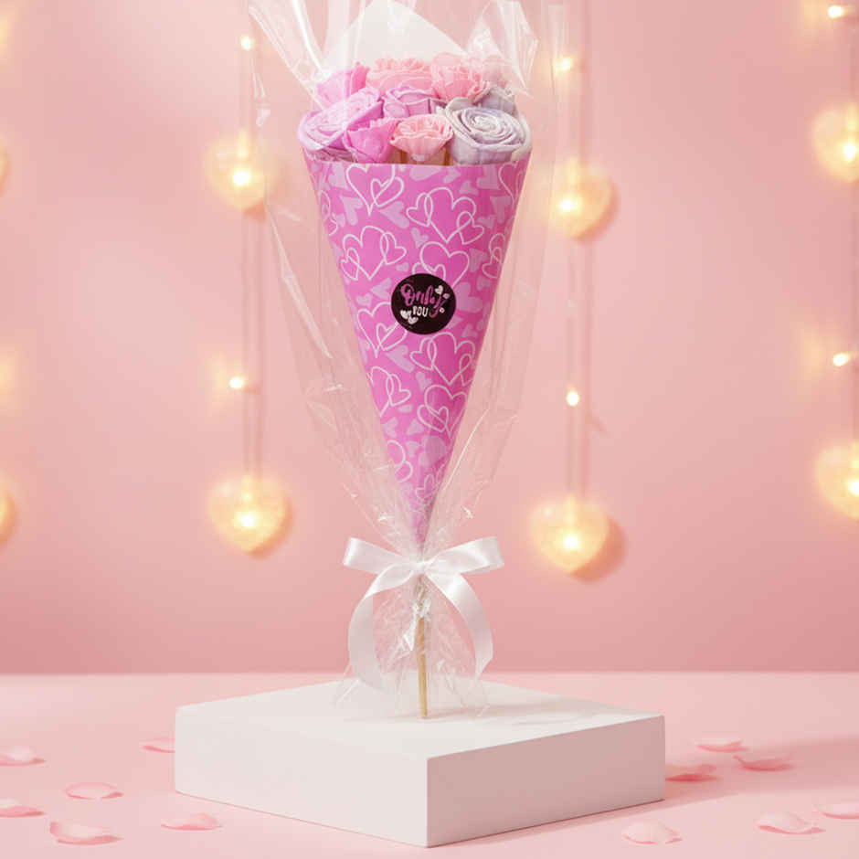 Rose and Lilac Love Flower Bouquet with Fragrance Spray | Ideal for Gifting | IRIS