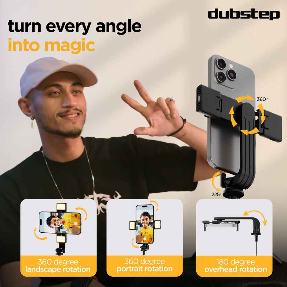Dubstep Flickstick Lit Smart Selfie Stick (with 360 Degree Rotation, Black)