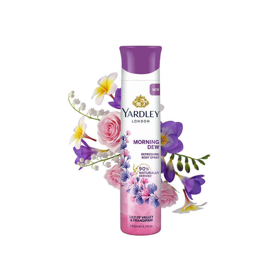 Yardley London Morning Dew Deodorant - Lily of Valley and Frangipani Fragrance - Naturally Derived