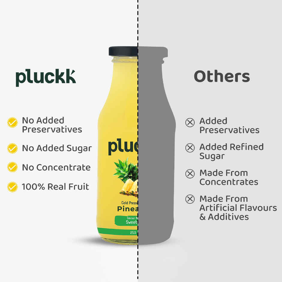 Pluckk Cold Pressed Extracted Pineapple Juice | No Preservatives | No Added Sugar