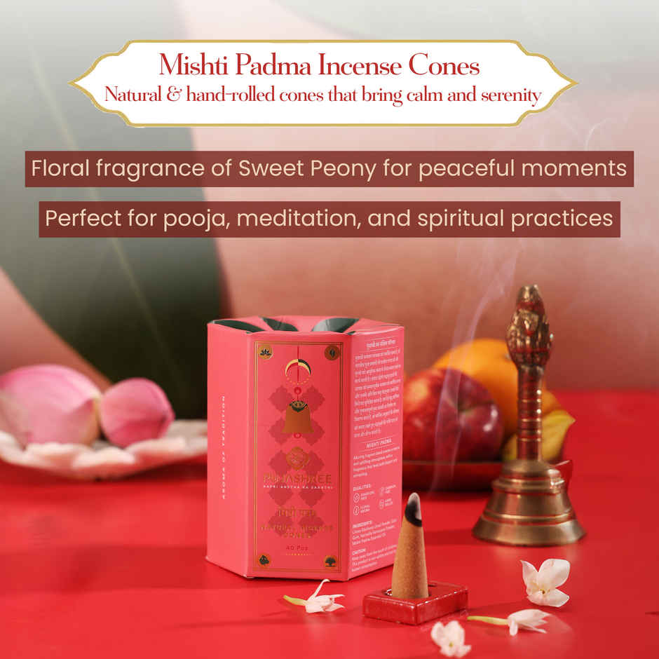 Pujashree Natural Incense Cones Mishti Padma | 2 inches
