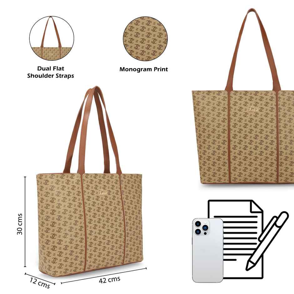 Lavie Women's Mono LL Meghan Large Tote Handbag | Taupe