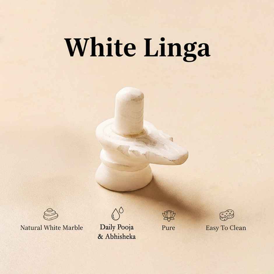 White Shivling | 3 Inch | Mahadev Idol for Home Temple | Svasti