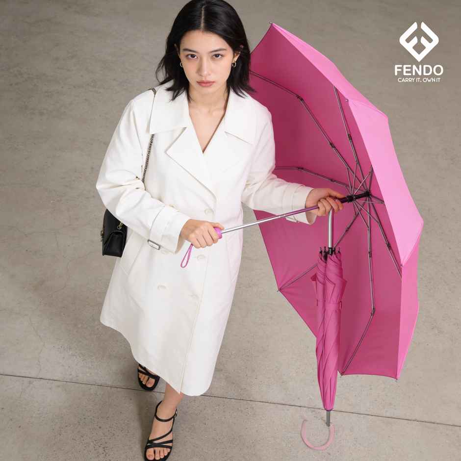 Fendo Aura Hand Open Sun & Rainproof Regular Umbrella For Men & Women | Rani Pink | 21.5 Inch | 3 Fold