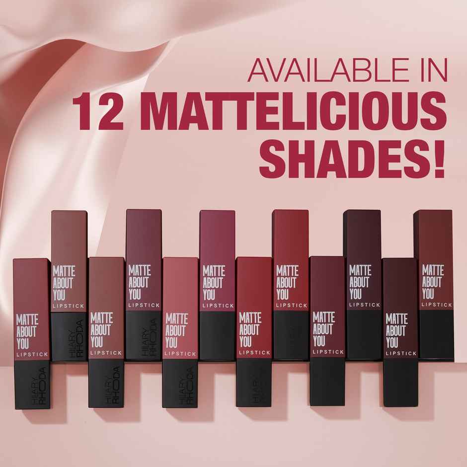 Hilary Rhoda Matte About You Lipstick | Long Lasting & Highly Pigmented | Peach Pout - Shade 04