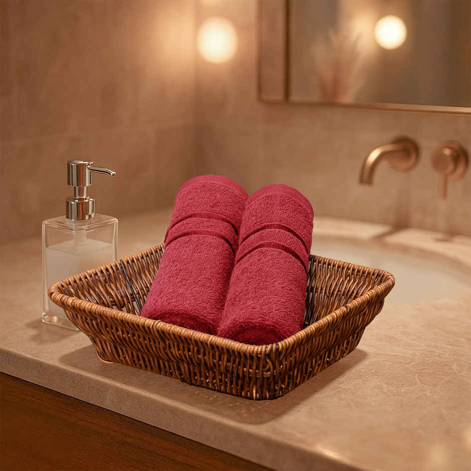 Mytrident Comfort Living Cotton Hand Towel Set | Tangy Tomato