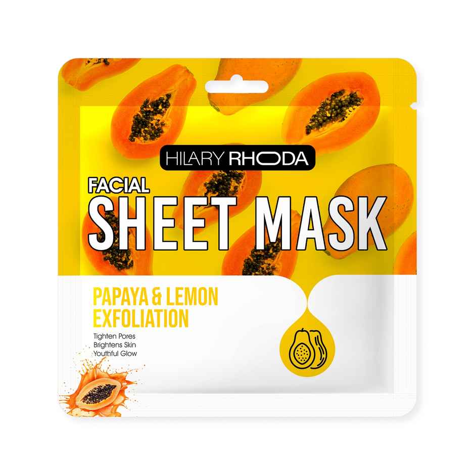 Hilary Rhoda Papaya & Lemon Exfoliation Sheet Mask | Facial Sheet Mask with Serum | Tightens Pores