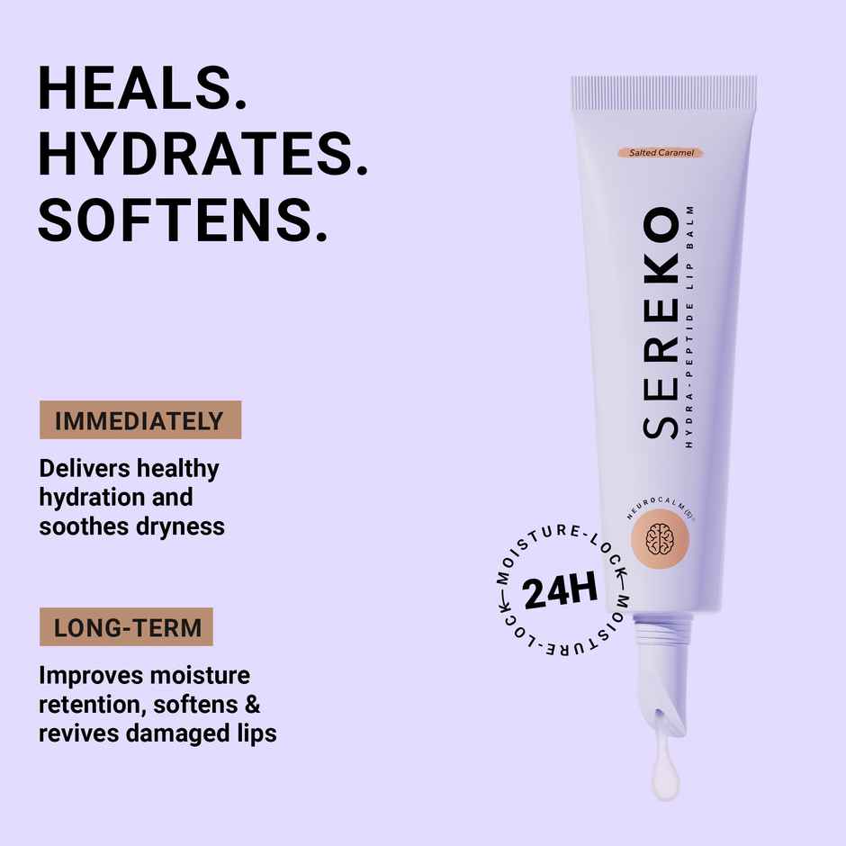 SEREKO Hydra Lip Balm with Ceramide, Peptide & 24H Moisture Lock | Non Tinted Lip Care | Salted Caramel