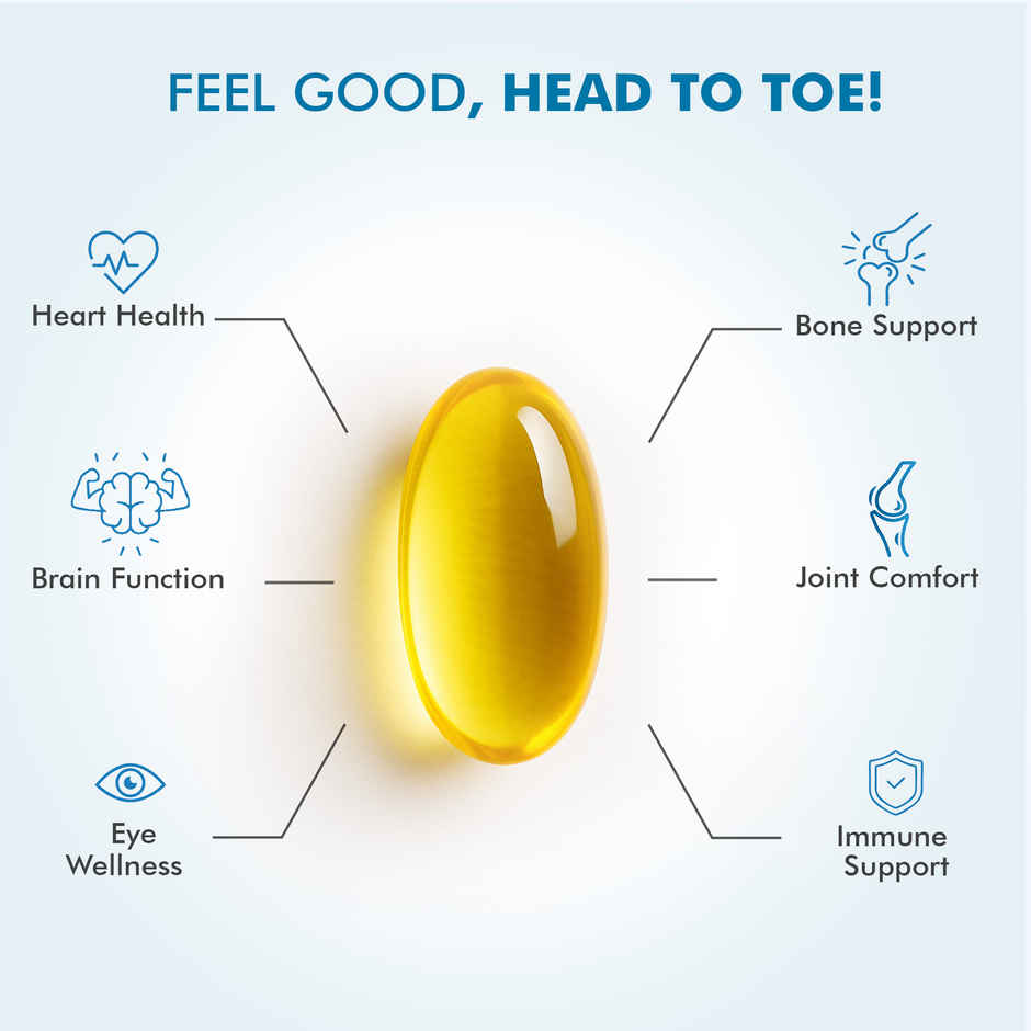 Dr. Morepen Omega-3 Fish Oil 1000mg Capsules with Vitamin A,E & D3 No Fishy Burps