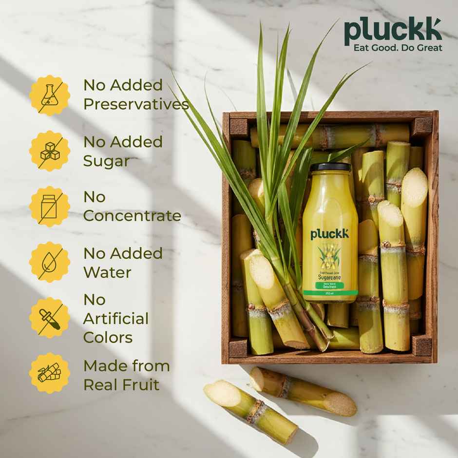 Pluckk Cold Pressed Extracted Sugarcane Juice | No Preservatives | No Added Sugar