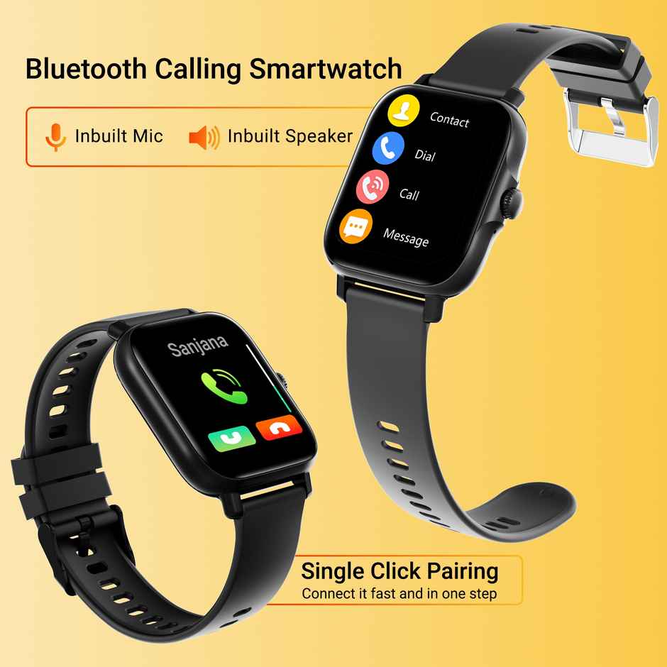 Elevone By Ambrane Hola Smartwatch with Bluetooth Calling | 1.85" HD Display | 2.5D Curved Glass - Black