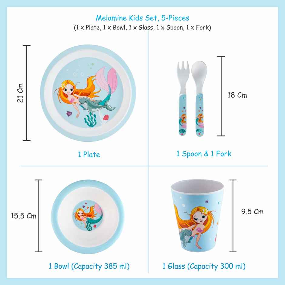 Stehlen Melamine 5 Pcs Feeding Kids Set -Aqua Tales