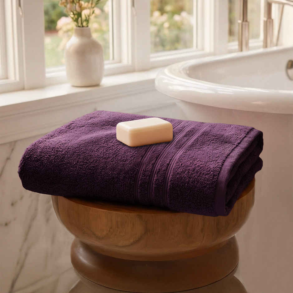 Home Elegance by My Trident Comfort Living Cotton Bath Towel | 28 in x 55 in | Black Current