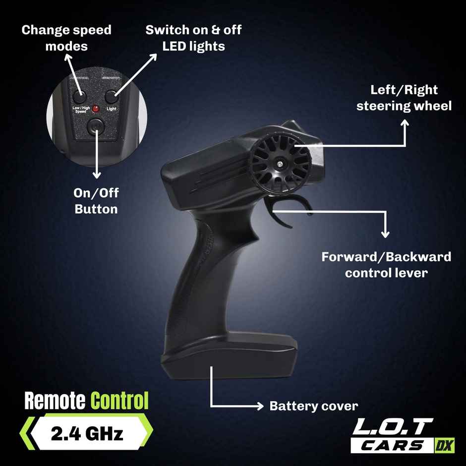 RC Drift Car with 4 extra wheels, 20kmph & Boost Mode | Flare - Track White