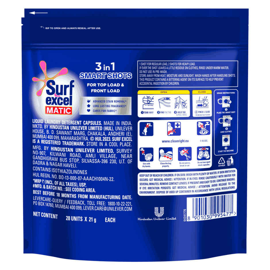 Surf Excel 3 in 1 Smart Shots