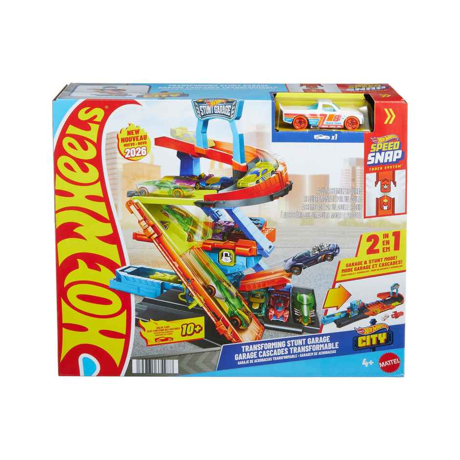 Hot Wheels City Transforming Stunt Garage Playset and 1:64 Scale Die Cast Toy Car with Gap Jump