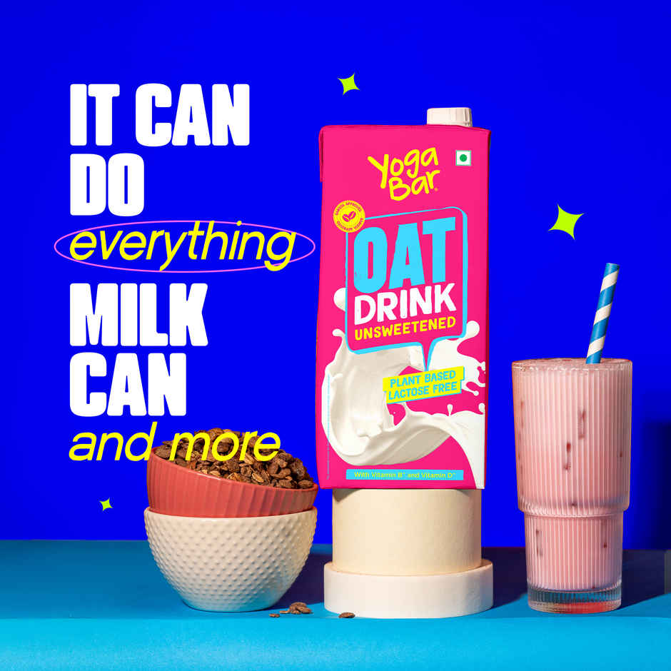 YogaBar Oat Milk | With Vitamins B and D | Plant Based Unsweetened | Dairy and Lactose Free Milk