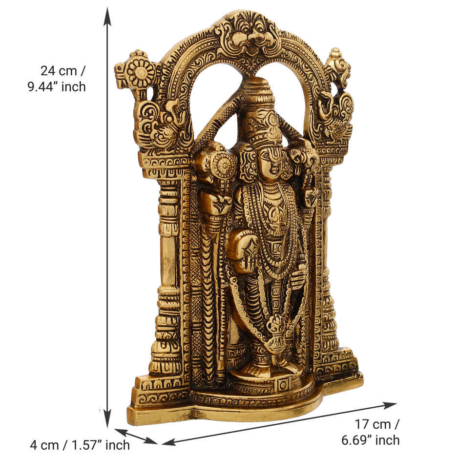 eCraftIndia Golden Metal Tirupati Balaji Idol, Lord Venkateswara Swamy Murti For Home