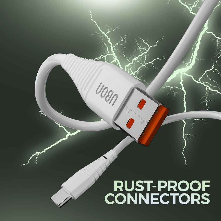 UBON 22W Fast Charging 1mtr USB to C Type V8 Braided Cable - White