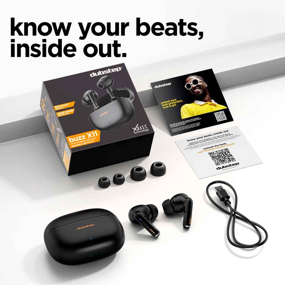 Dubstep Buzz X11 With 60 Hrs Playtime ENC TWS Earbuds | Black
