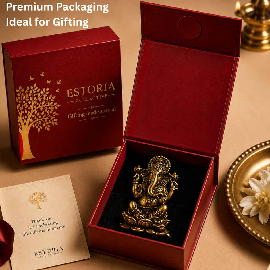 Pure Brass Ganesha Idol | Estoria Collective