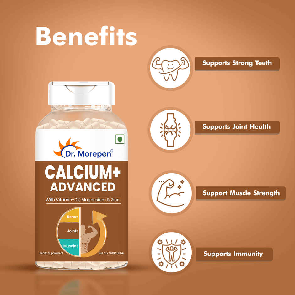 Dr. Morepen Calcium+ Advanced with Vitamin D2 Supports Muscle Function & Bone Health