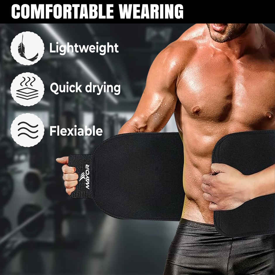 Mayor Waist Fitness Belt for Men & Women for Tummy Exercise | Fitness Exercise, Back Support | Black