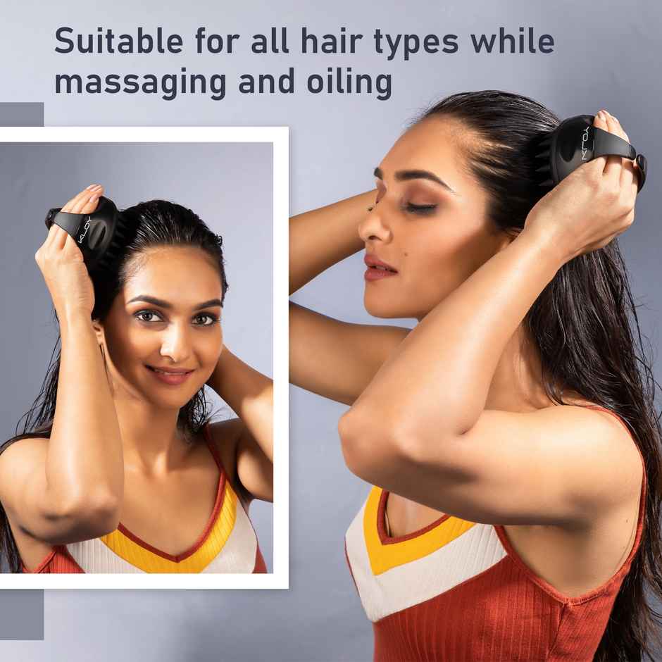 Hair Scalp Massager Shampoo Brush with Soft Silicone Bristles Manual Hair Massager for Blood Circulation Black