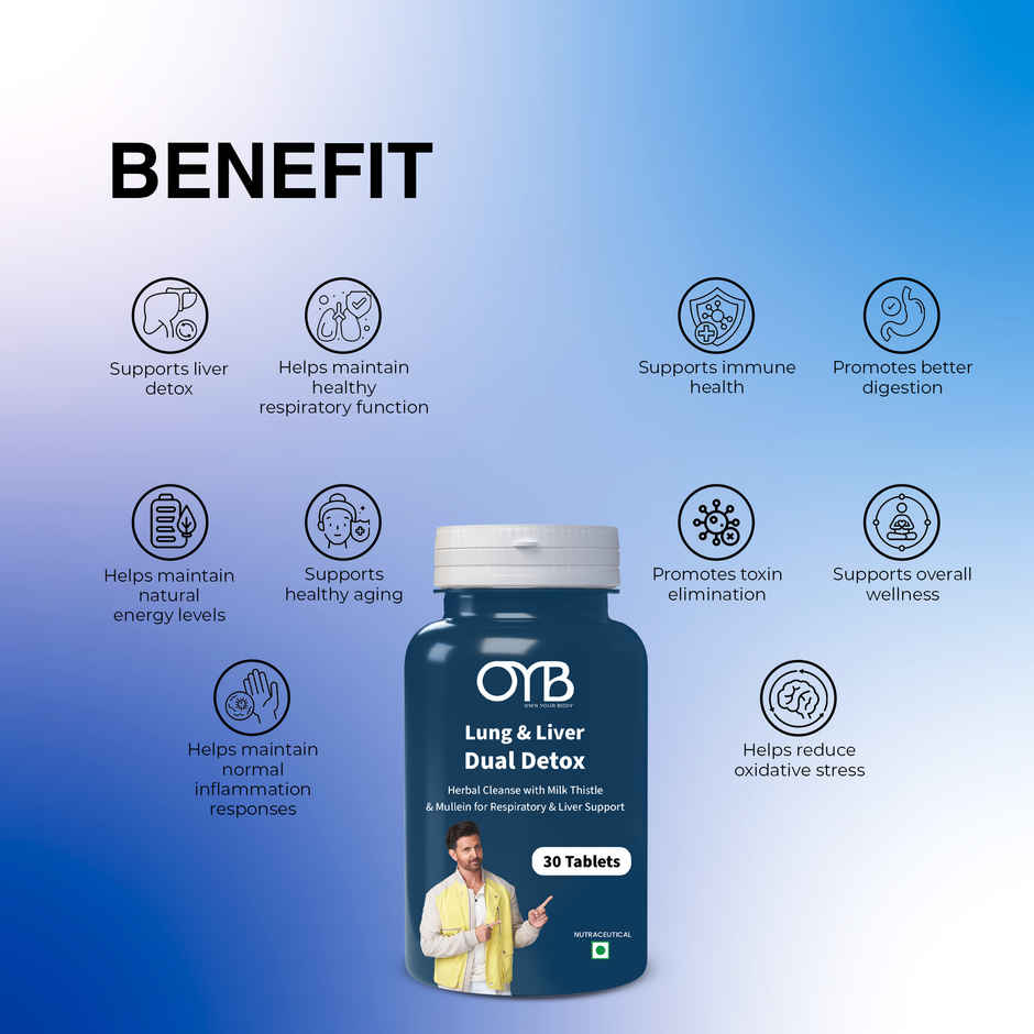 OYB Lung & Liver Dual Detox with Milk Thistle & Mullein | 30 Tablets | OYB Lung & Liver Dual Detox
