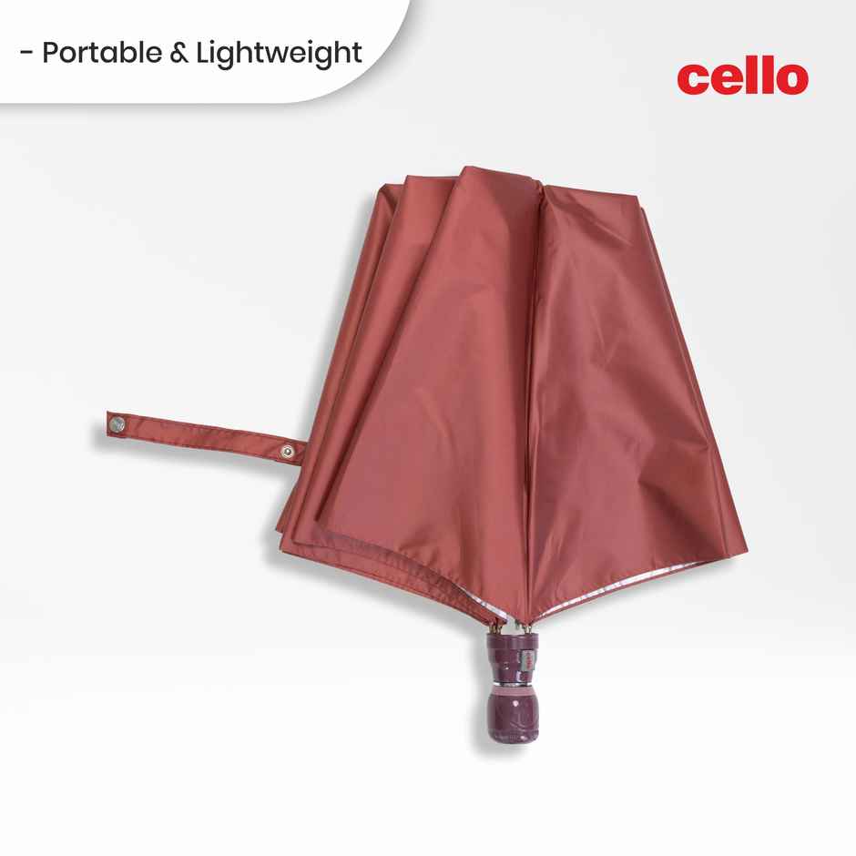 Cello Varsha 21 Inch 2 Fold Mix Mono Silver Umbrella | Brown