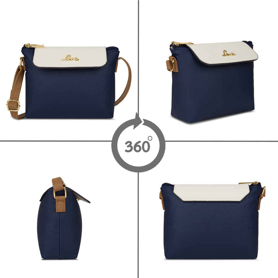 Lavie Women's Colourblock Rove Flap Crossbody Sling Bag | Ladies Purse Handbag | Navy Blue