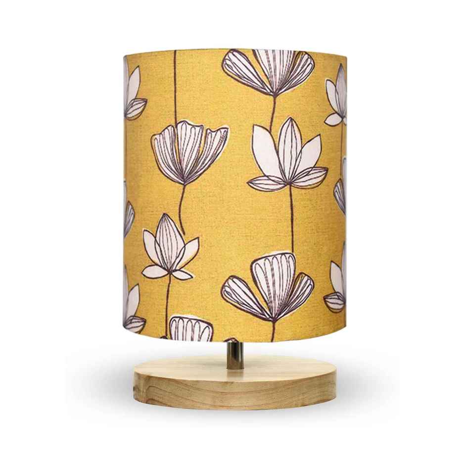 Homesake Pine Wood Bedside Table Lamp with Linen Shade | Simple Bedroom Nightstand Light