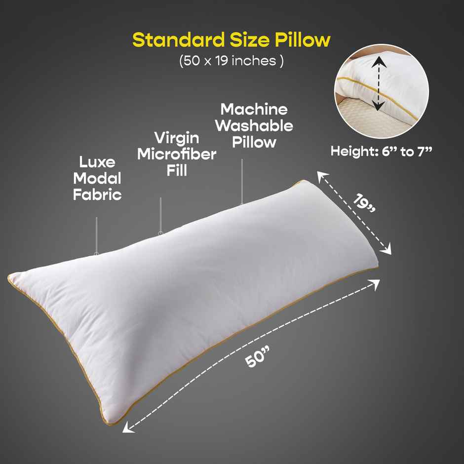 Sleepycat Microfiber Cuddle Pillow | Covered With Luxe Modal Fabric For Body Support -50X19 Inches