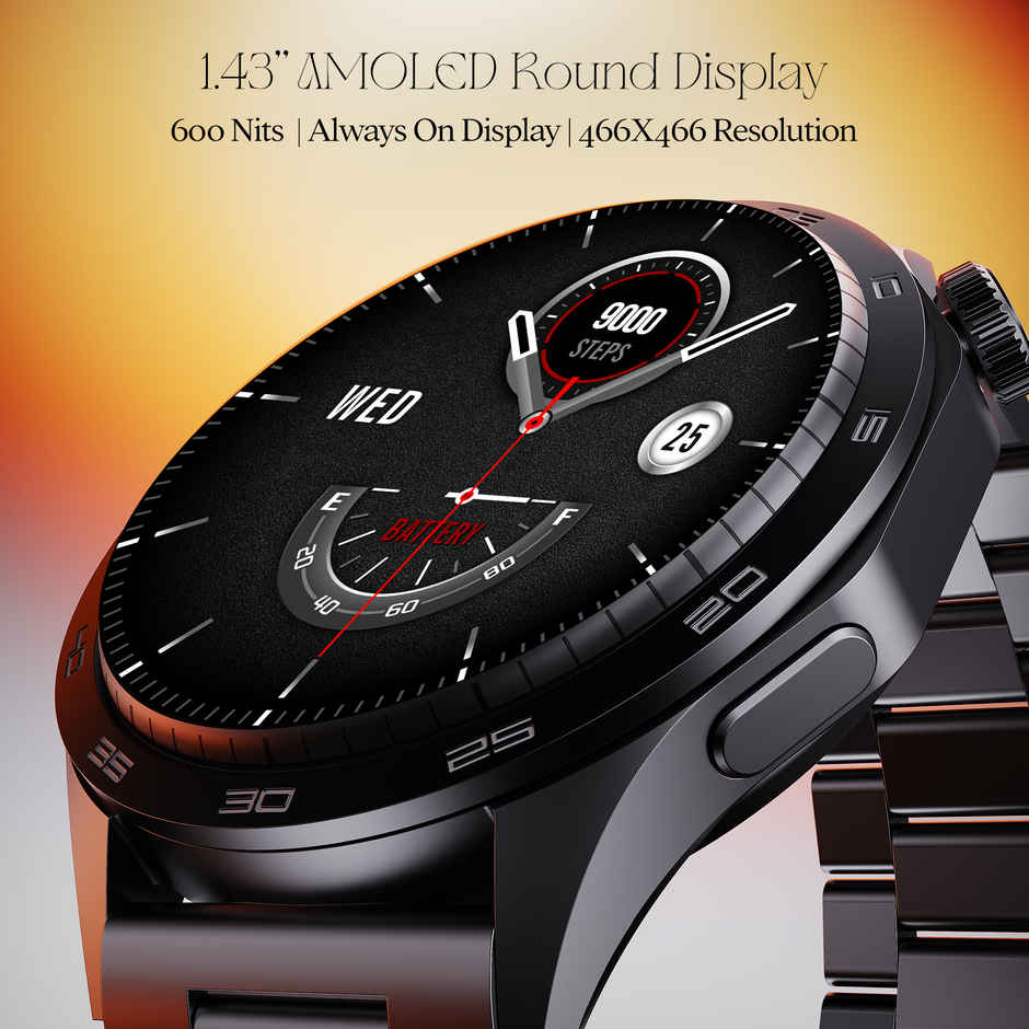 boAt Enigma Radiant Smartwatch | 1.43" AMOLED Display | Functional Crown - Metal Black