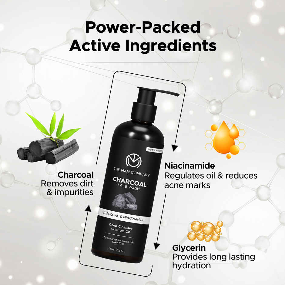The Man Company Charcoal Face Wash with Niacinamide | Deep Cleanse & Oil Control