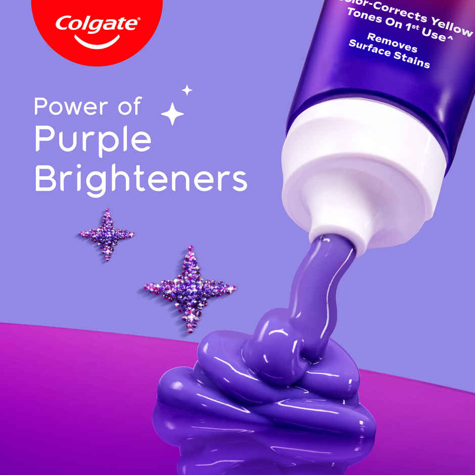 Colgate Visible White Purple Toothpaste and Toothbrush | Removes Surface Stains | Enamel Safe